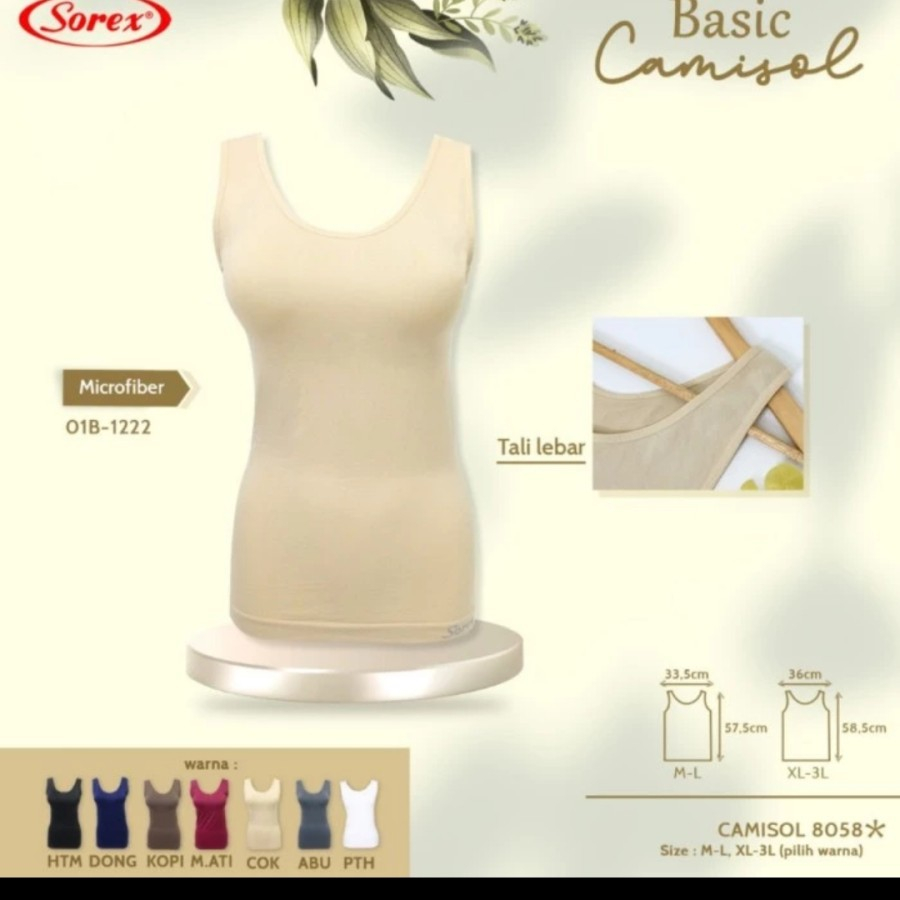 SOREX CAMISOL 8057 8058 ATASAN TANKTOP BASIC SINGLET WANITA TALI KECIL