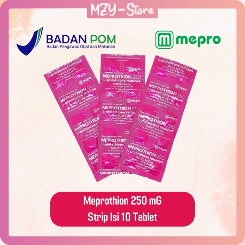 Meprothion L-Glutathion 250 Mg Tablet Suplemen Makanan Membantu Mencerahkan Kulit Suplemen Pemutih dan Kulit Glowing