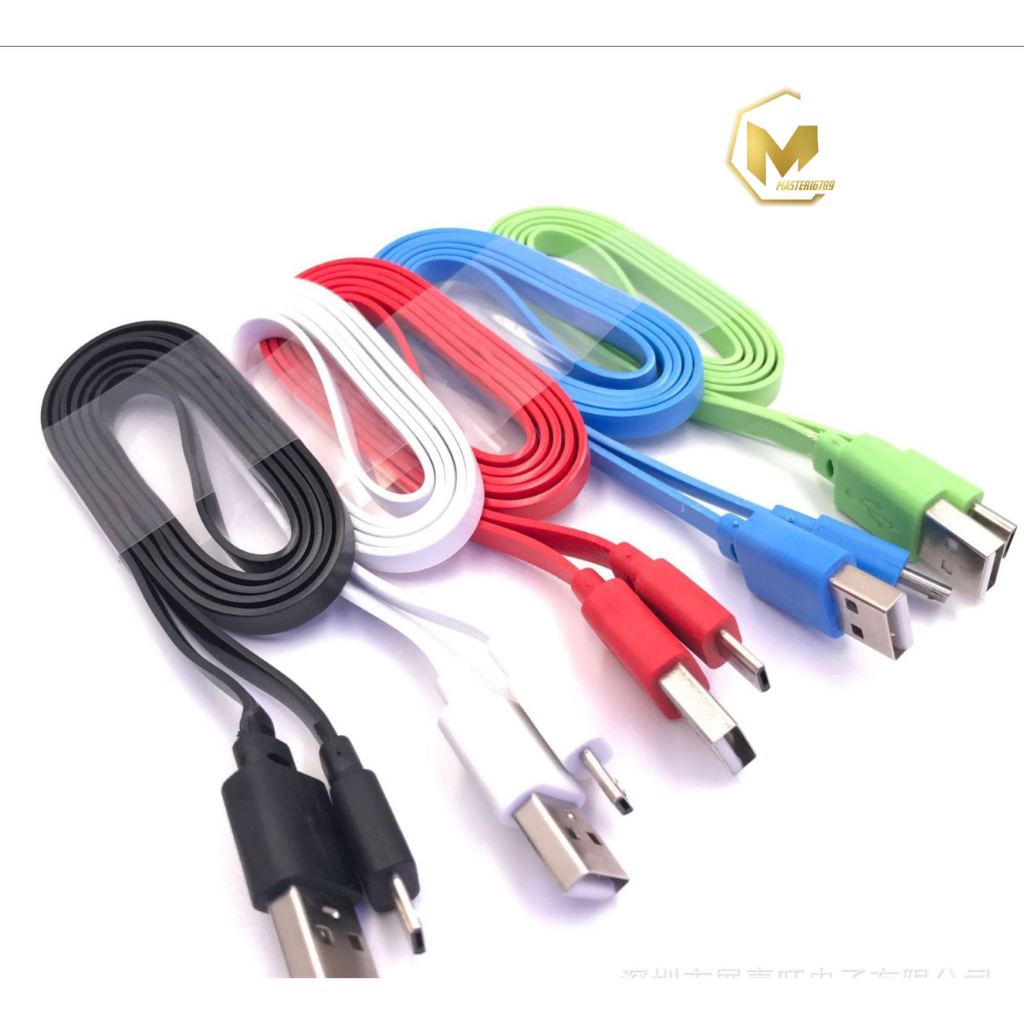 KABEL CABLE DATA MACARON PIPIH GEPENG MICRO USB , TIPE C USB , IPHONE USB 2.4A WARNA LENGKAP SUPPORT FAST CHARGING 1M DATA CABLE ANDROID &amp; IOS MA831