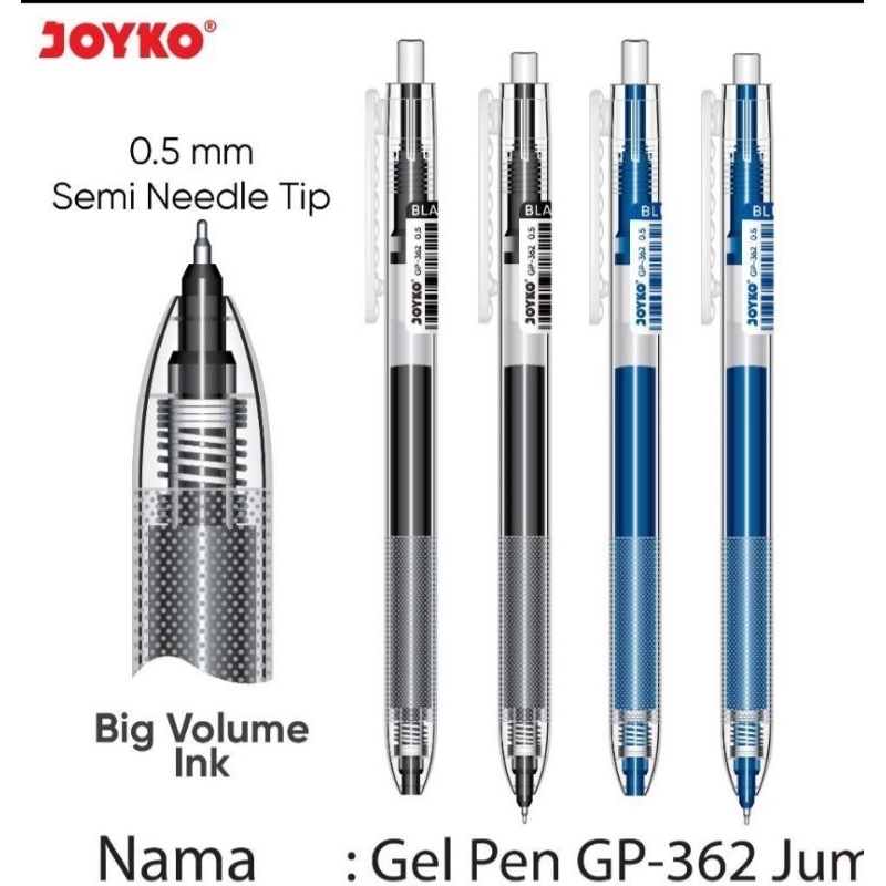 

Pena Gel Joyko Jumbo Fill Gp-362 0,5mm (1pcs) hitam