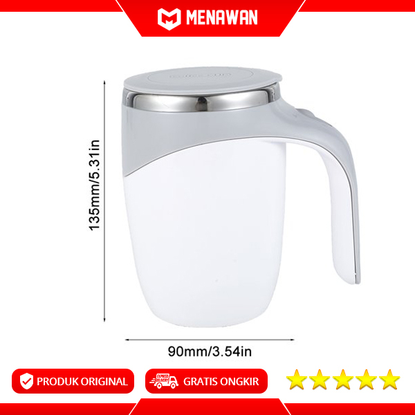 Lazy Self Stirring Coffee Mug Stainless Steel Gelas Cangkir Kopi Pengaduk Otomatis Original