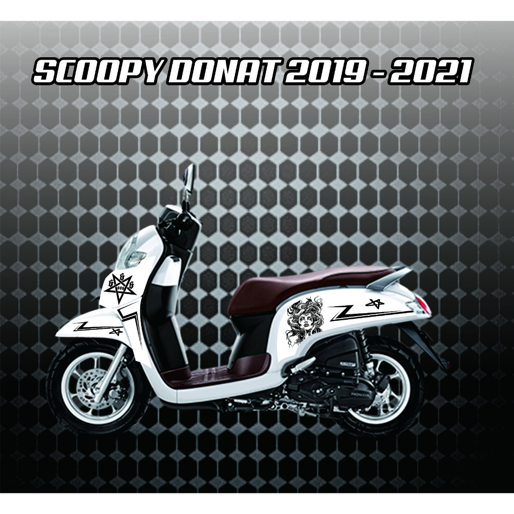 STICKER BUAT MOTOR SCOOPI DONAT FI PUTIH 2019 VARIASI MOTIF MEDUSA ALL NEW SCOOPY DONAT 2020 PUTIH S