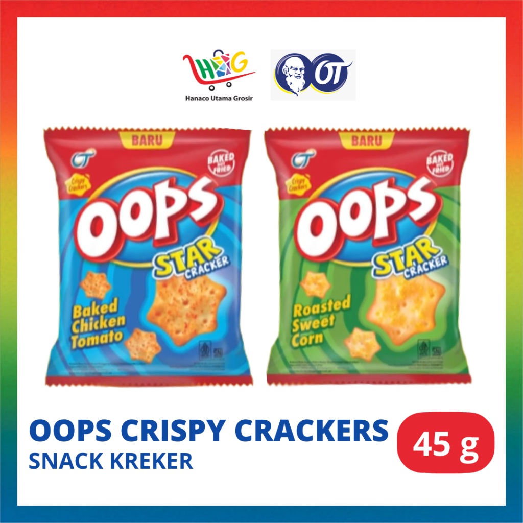 Oops Crispy Crackers Ayam Tomat Panggang / Jagung Bakar Manis - 45g