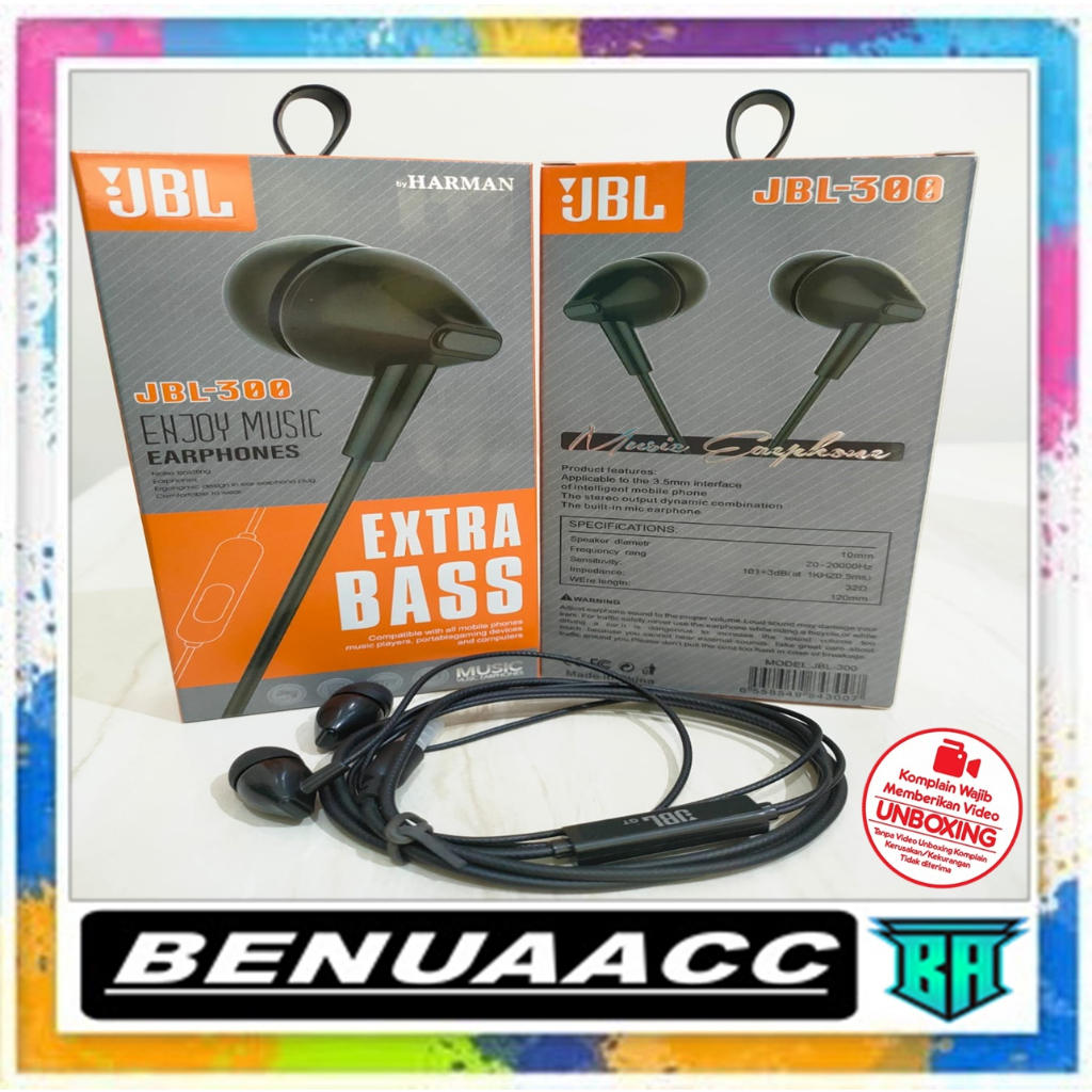 (ba) HF HEADSET JBL -300 SUARA JERNIH 100% PACK IMPORT