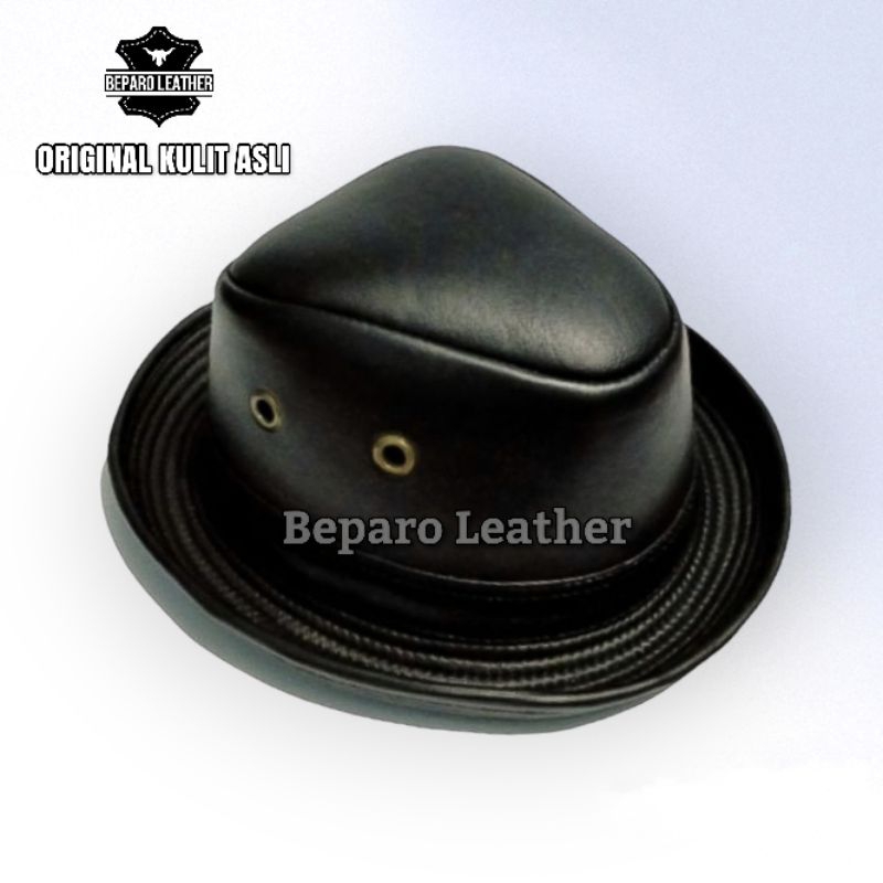 Topi fedora kulit asli / Topi laken