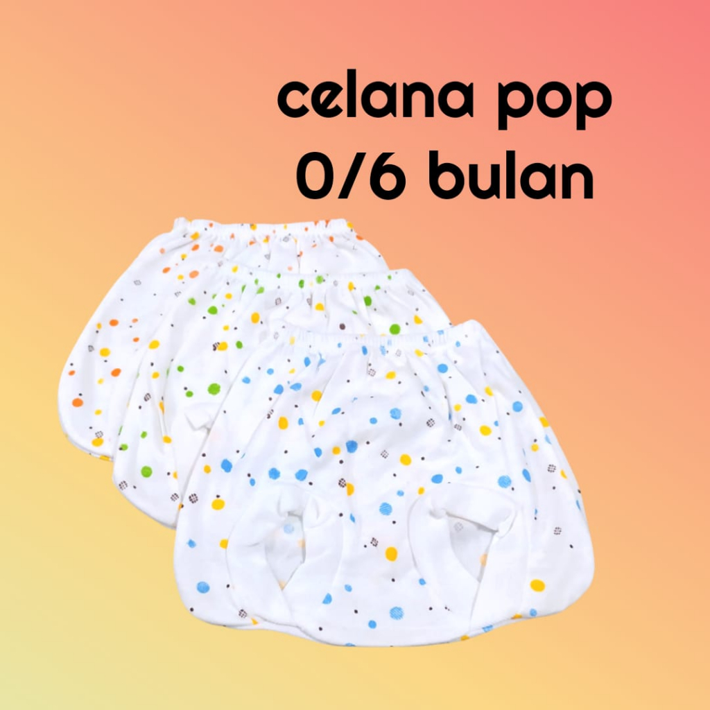 [ 3 pcs ] Celana Panjang Bayi Motif Polkadot Putih