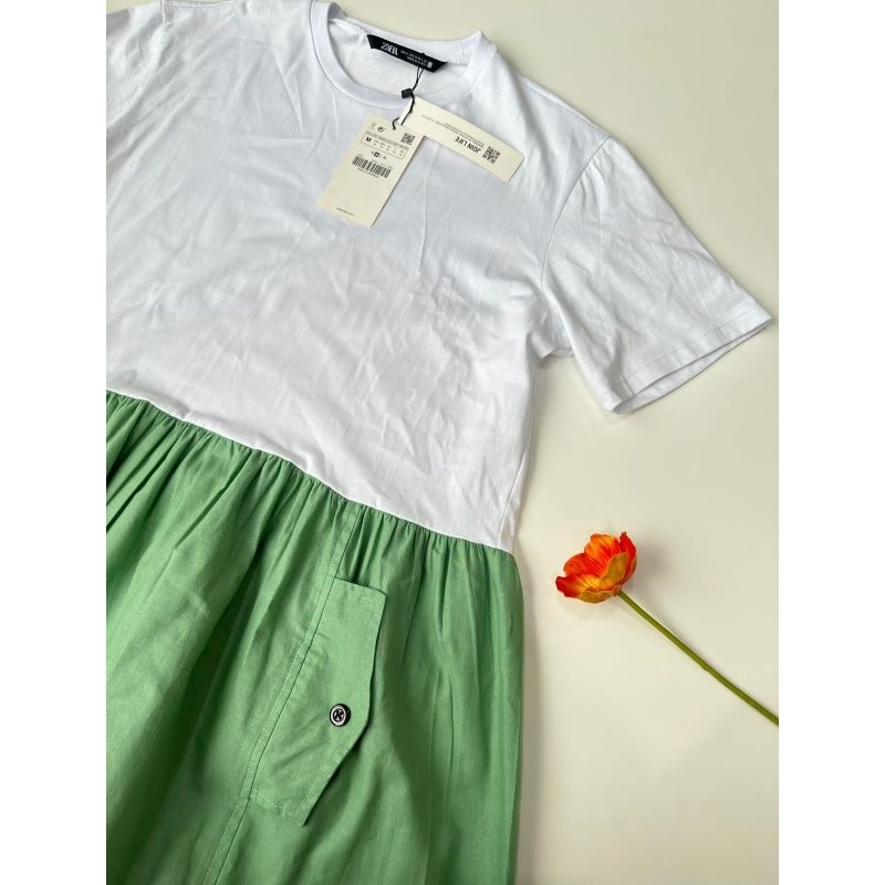 Zr cotton combination pocket simple dresss