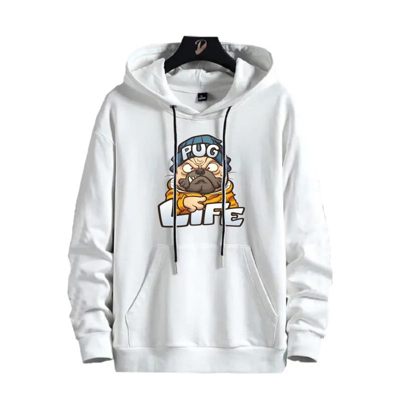 Bisa cod Hoodi pria Hoodie pug Life Hoodie keren Hoodie putih