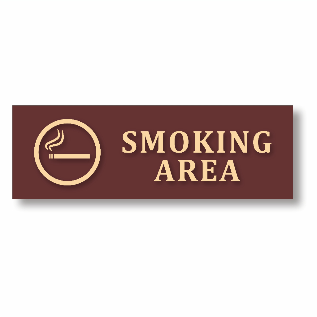 Otello - Papan Tulisan Smoking Area Sign Board Kayu Print UV Papan Signage Tempel Wooden Ruko Plat Sticker Dinding