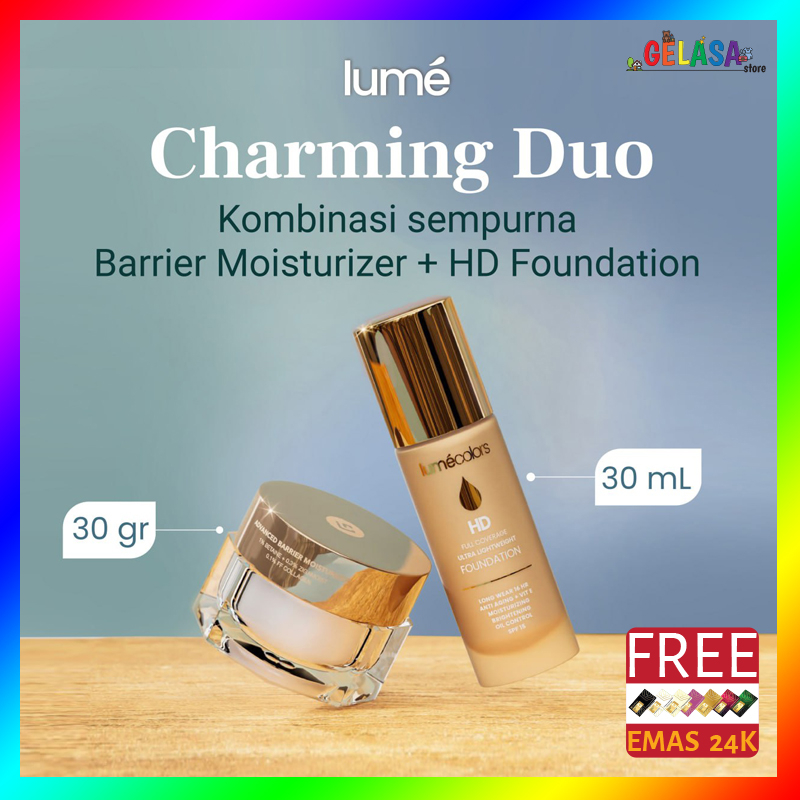 (Free Emas) LUME Paket Bundling Charming Duo Lume Moisturizer 30gr and Lumecolors Foundation 30ml