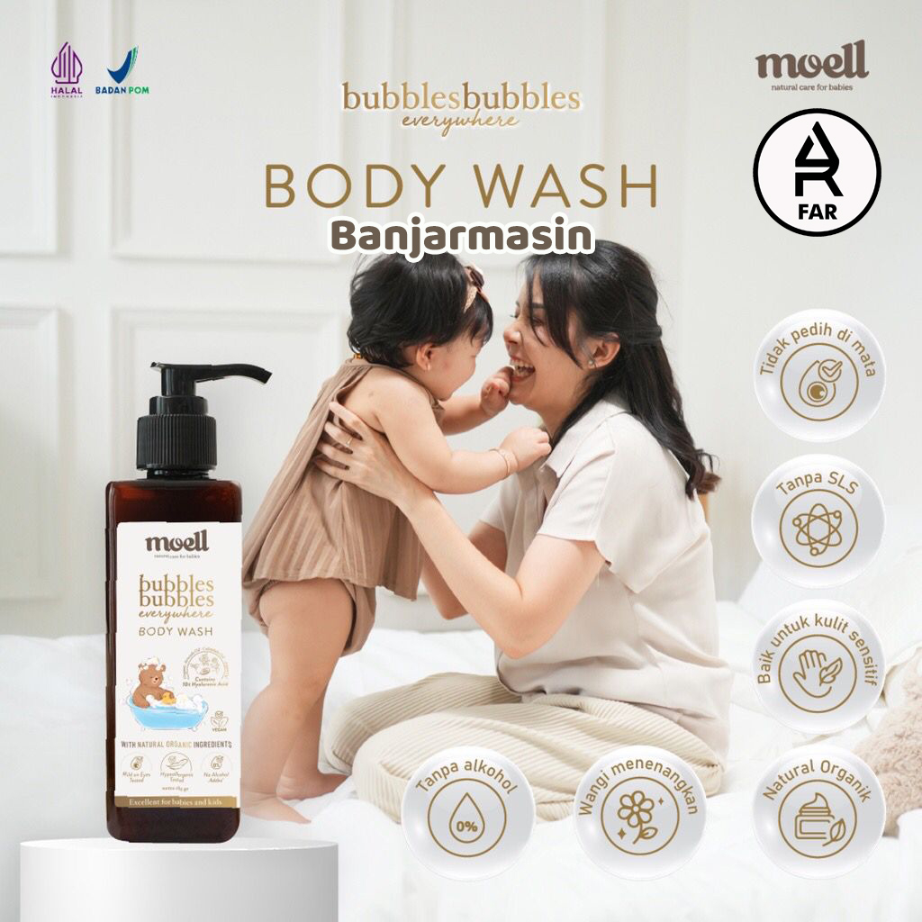 Moell Bubbles Everywhere Body Wash 185gr/ Sabun bayi / Sabun natural organik / Safe for sensitive skin