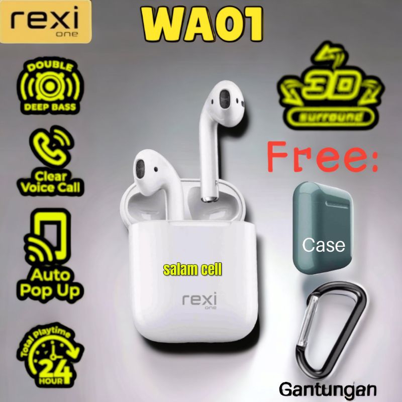 Headset Bluetooth REXI WA01 TWS Original Garansi Resmi