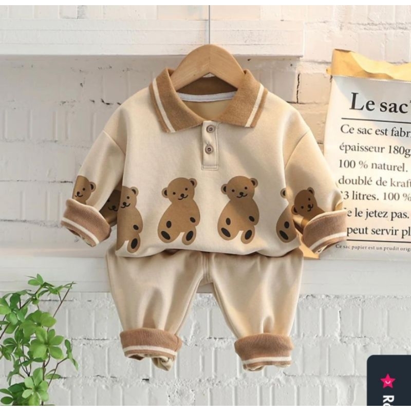 Setelan sweater joger anak laki laki perempuan terbaru motif  bear usia 1 sampai 5 tahun/sweater anak/pakaian anak/setelan anak