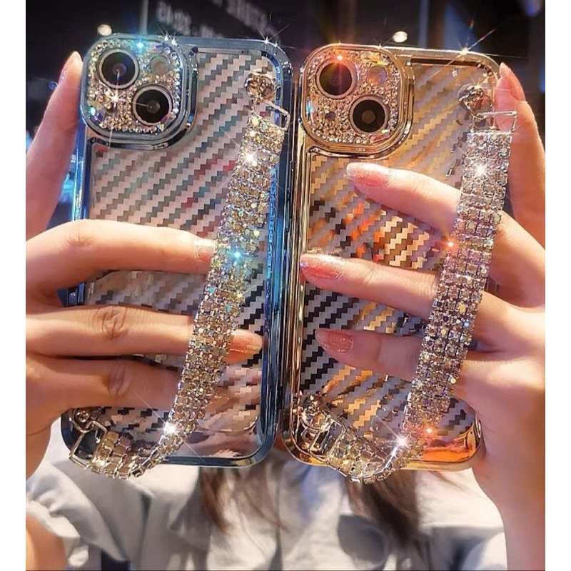 IPHONE 11 SWAROSKY CHAIN~ELECTROPLATED CROM barang super mewah &amp; highclas-ad swarosky di pelindung kamera-ada chain swarosky 2