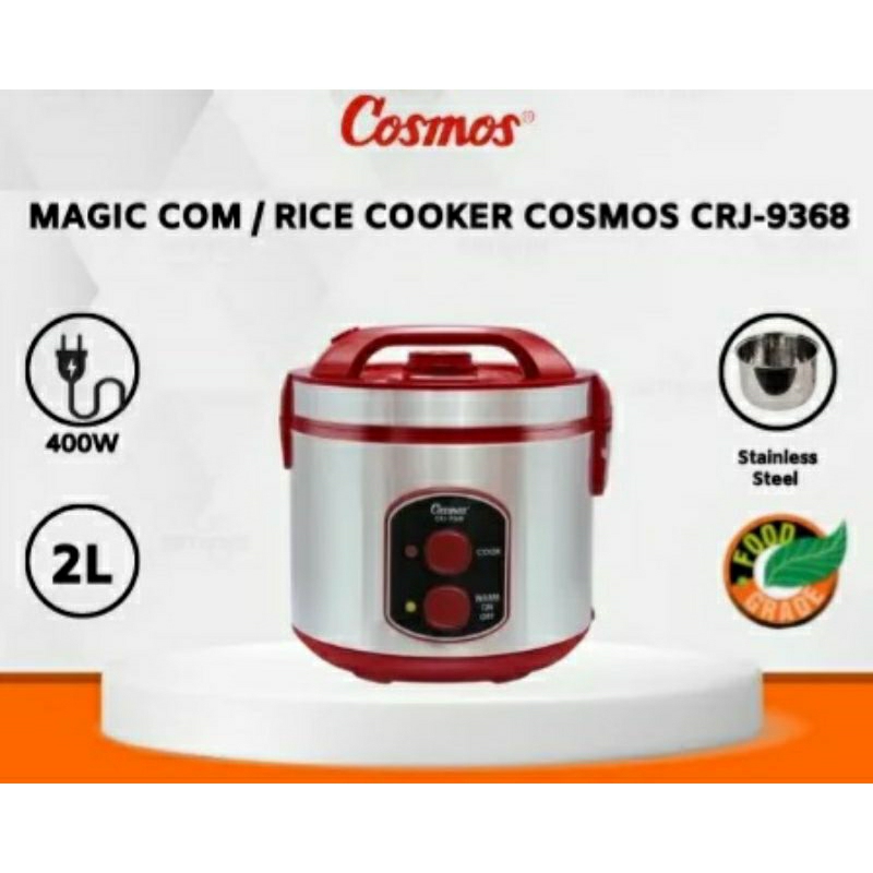 Magic Com Cosmos CRJ 9368 2Liter 3in1 Stainless Steel Rice Cooker Cosmos