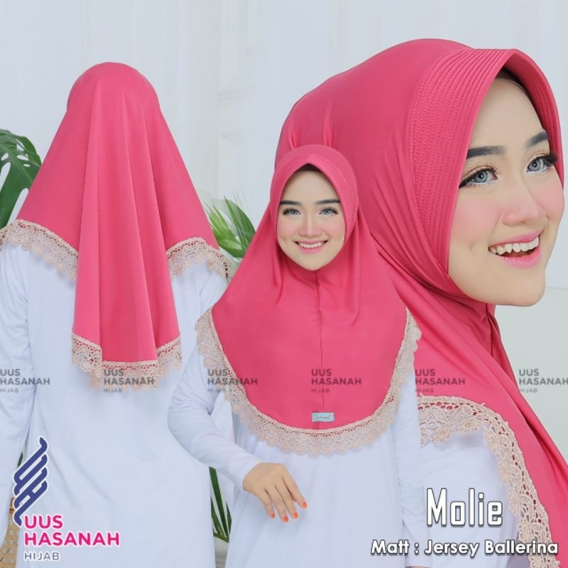 (Uus Hasanah)•MOLIE RENDA•hijab instan jilbab jersey Jilbab renda