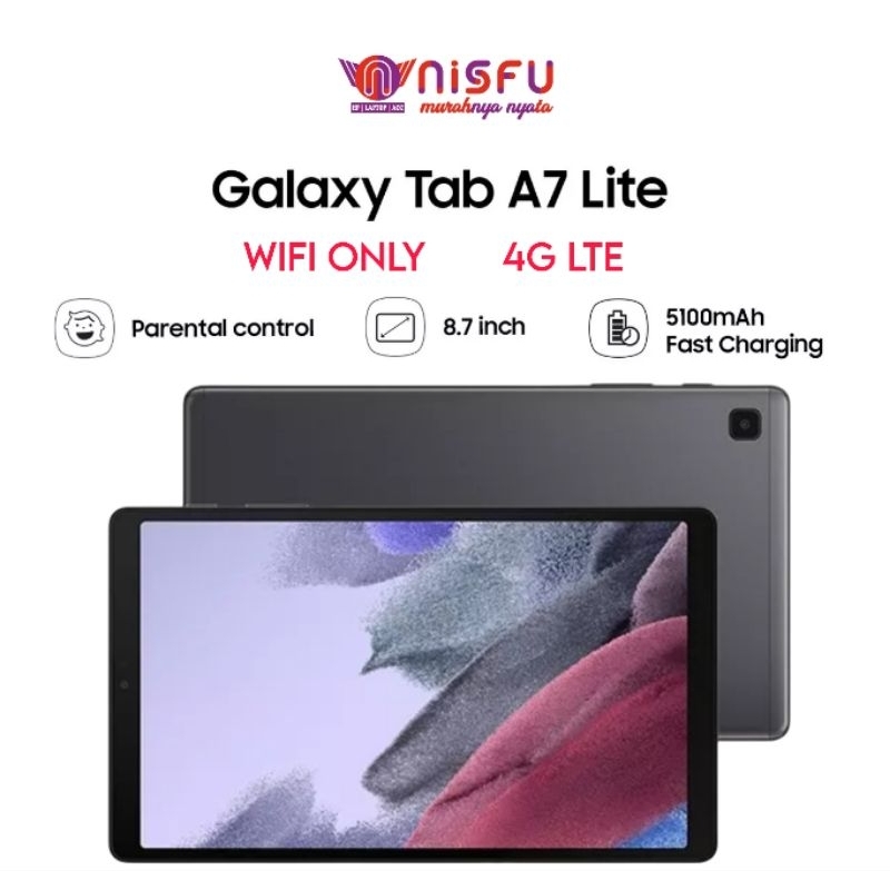 Samsung Tab A7 Lite - 3GB /32GB - [ 4G LTE ] [ WIFI ONLY ] - Bergaransi Resmi