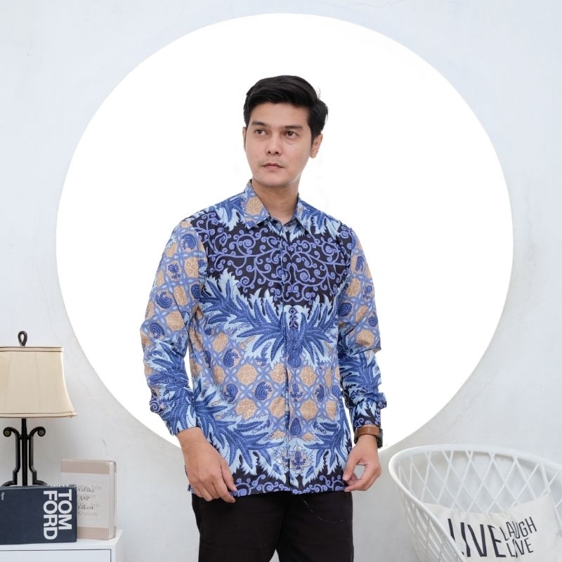 kemeja batik pria lengan panjang bayar ditempat cod bahan katun halus size M L XL XXL