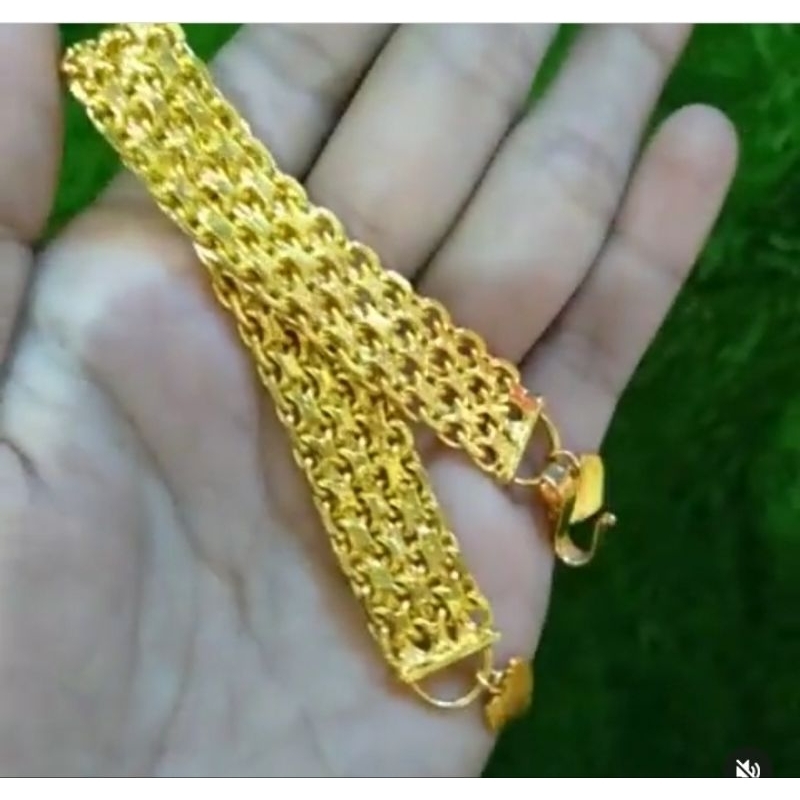 gelang double nori kuningan.model emas24k (lapis emas24k murni)