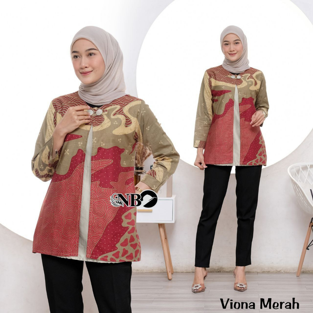 Baju Batik Wanita Modern Atasan Blouse Batik Kerja Kantor Wanita