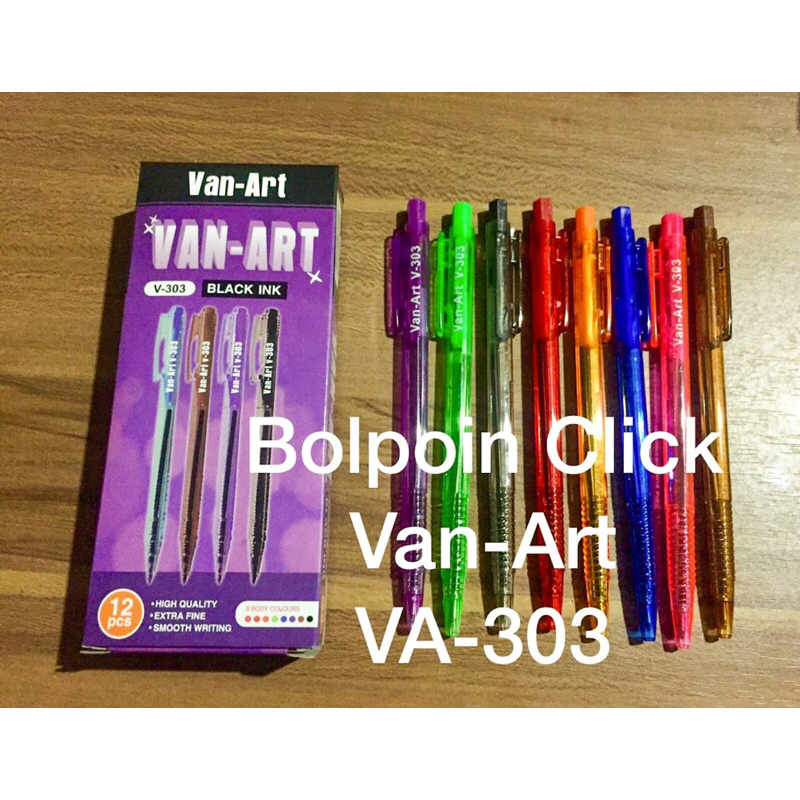 (12 Pcs) Bolpen Click Cetekan VAN-ART V-303