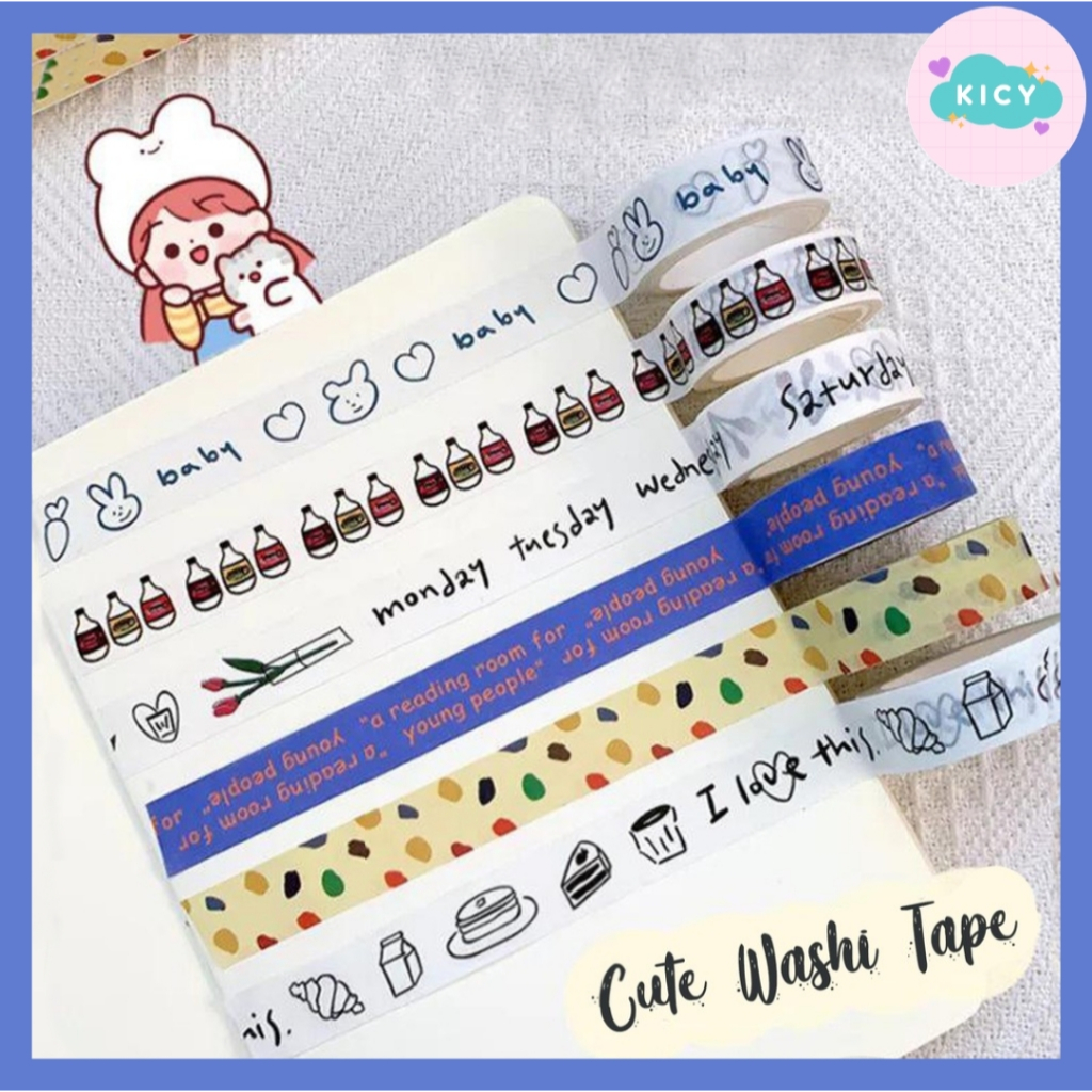 

[KICY] 1 Roll DATE FLOWER Washi Tape Mask Tape Isolasi