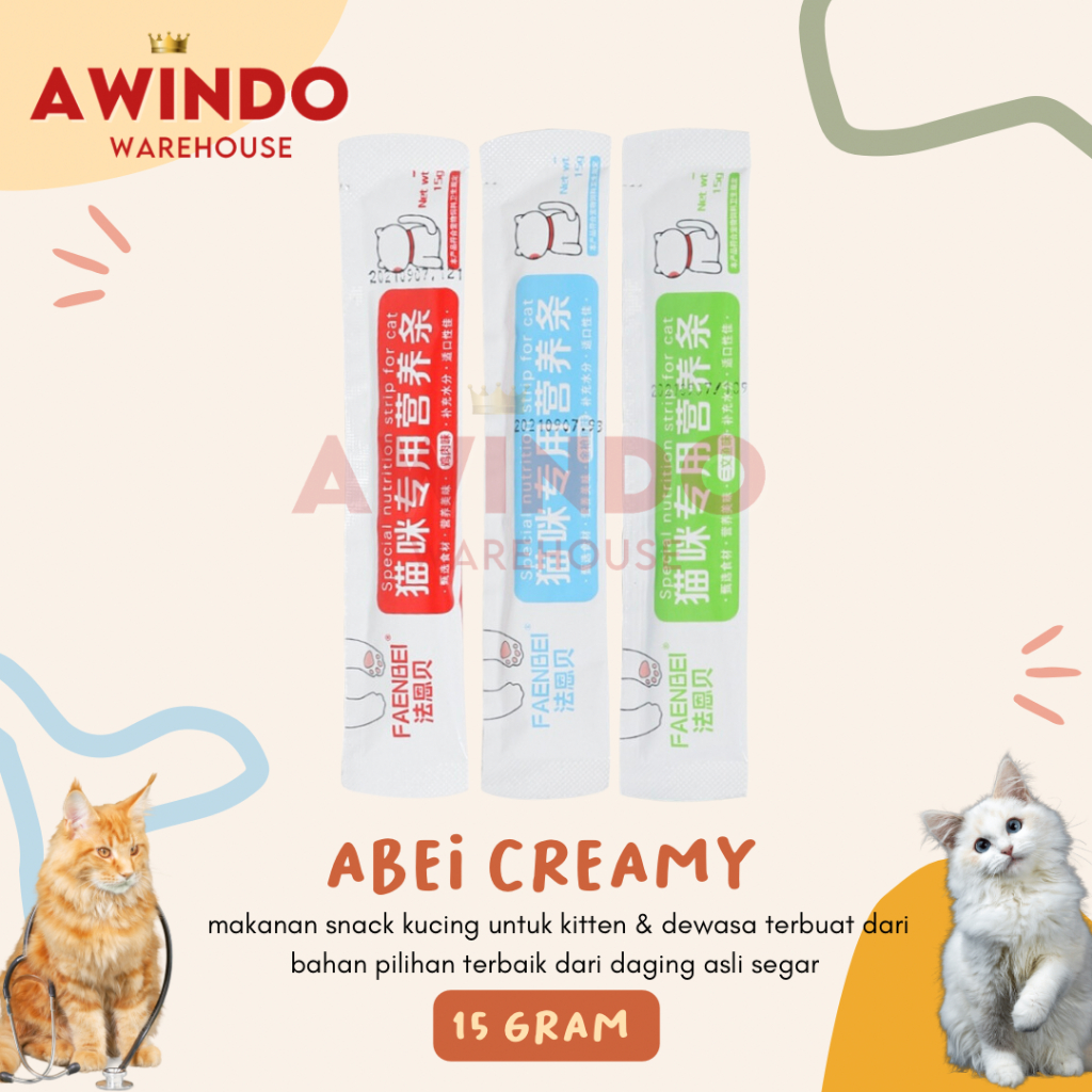 ABEI CREAMY CAT - Makanan Snack Cemilan Kucing Adult Kitten Cat Strips 15gr