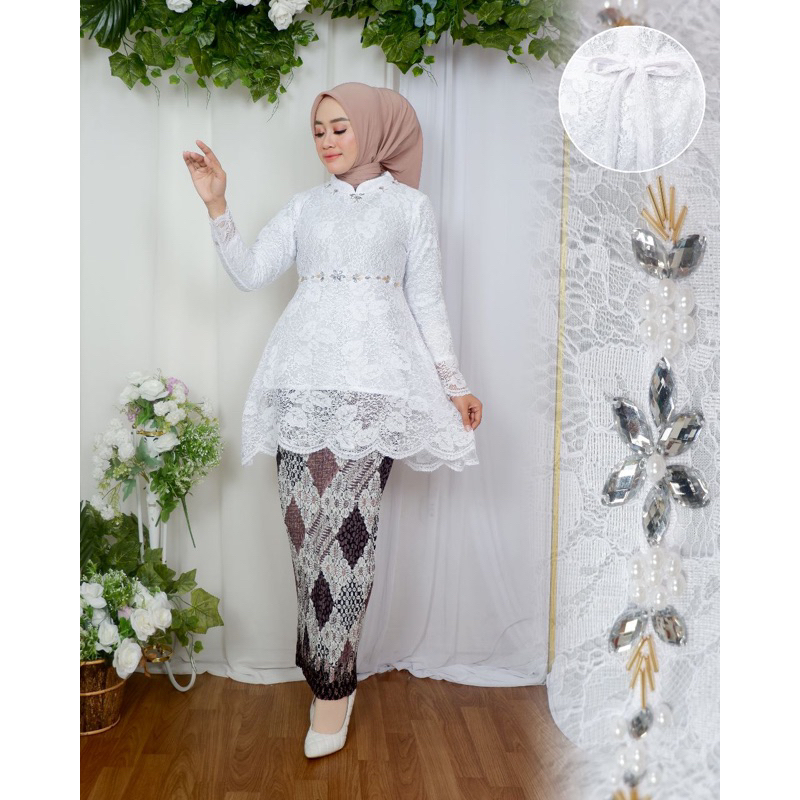 Permata Olshop / Setelan Kebaya Brukat Payet Marwah / Kebaya Brukat Modern / Kebaya Payet Mewah / Kebaya Wisuda / Kebaya Brukat / Kebaya Tunik Pesta