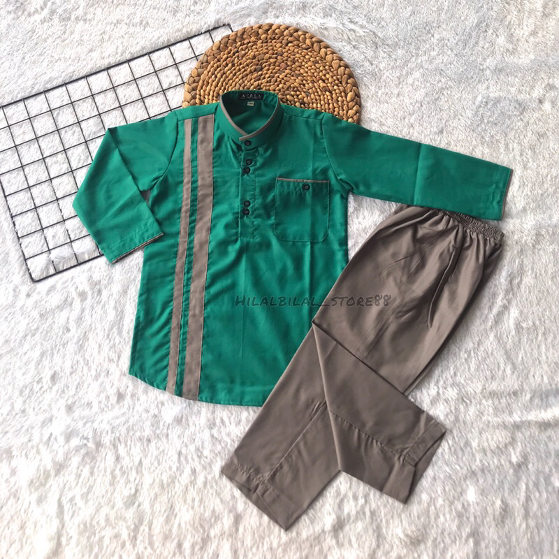 “FATHAN” Koko Anak Setelan Laki laki Lengan Panjang 3-12 Tahun | Setelan Koko Anak Muslim Turki