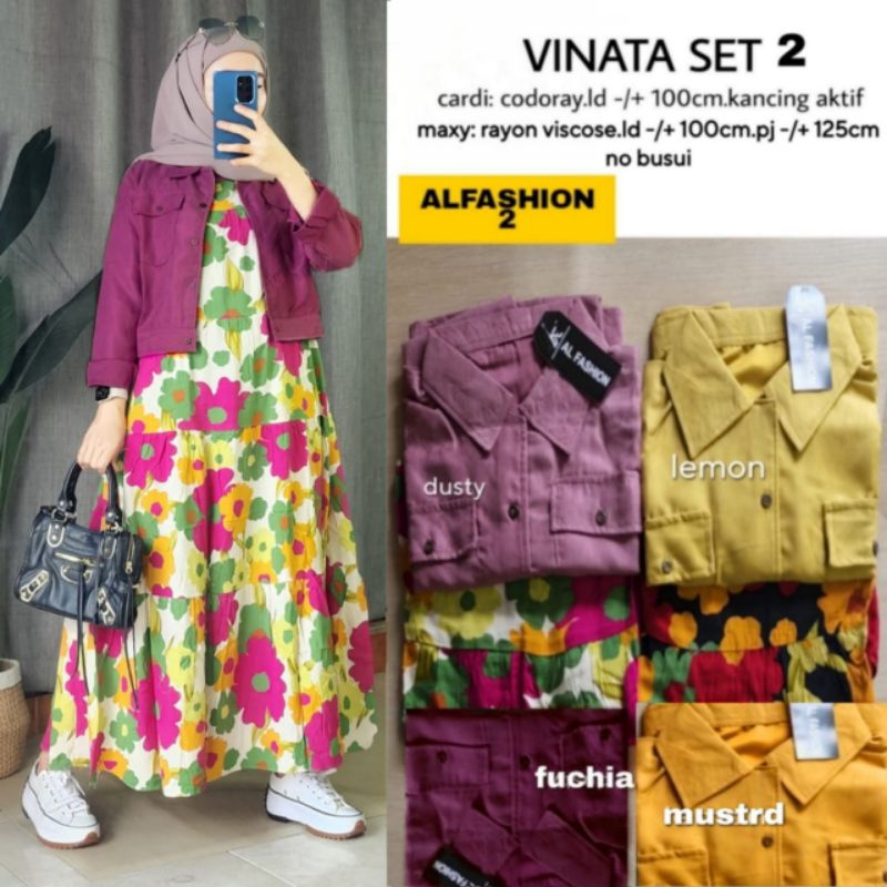 VINATA SET #2 BY ALFASHION / SET WANITA MUSLIMAH / Setelan dress LD +-100