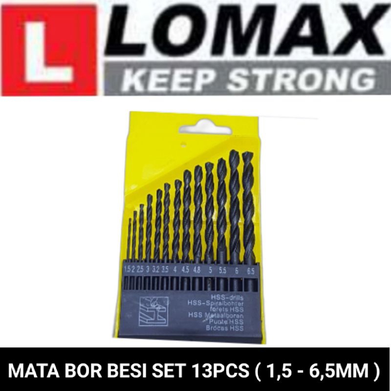 mata bor besi / aluminium / kayu set 13pcs 1,5-6,5mm LOMAX