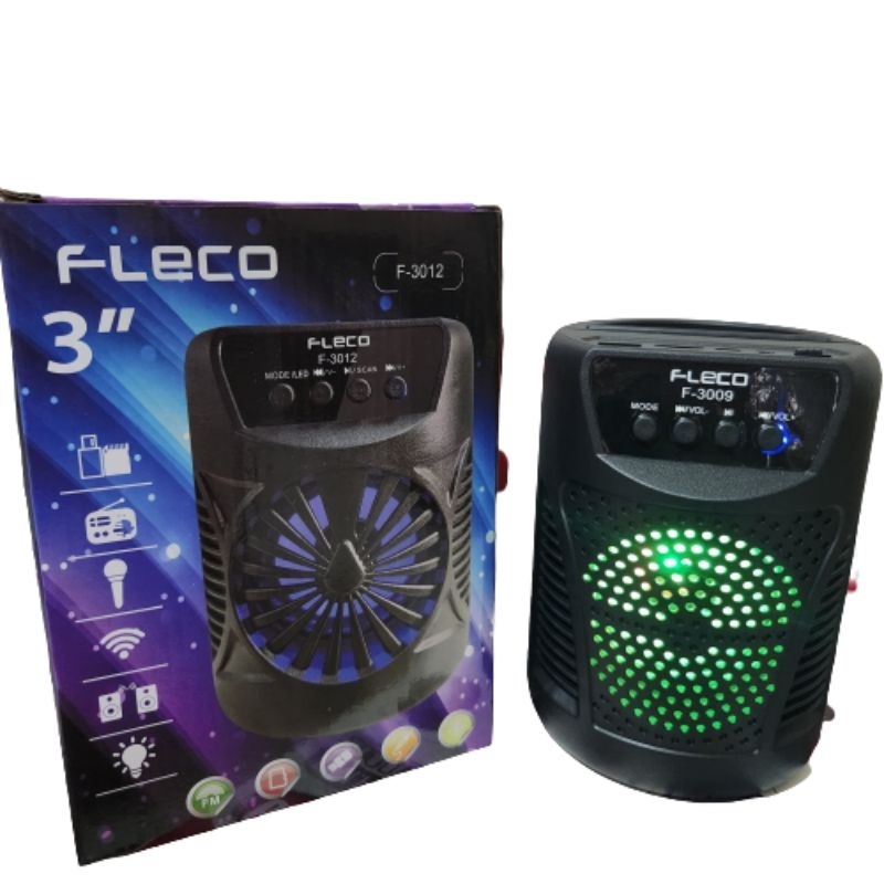 SPEAKER BLUETOOTH FLECO F-3012/F-3009 GRATIS MIC KARAOKE/SALON AKTIF MP3 LED/SPEAKER WIRELESS RADIO FM PORTABLE