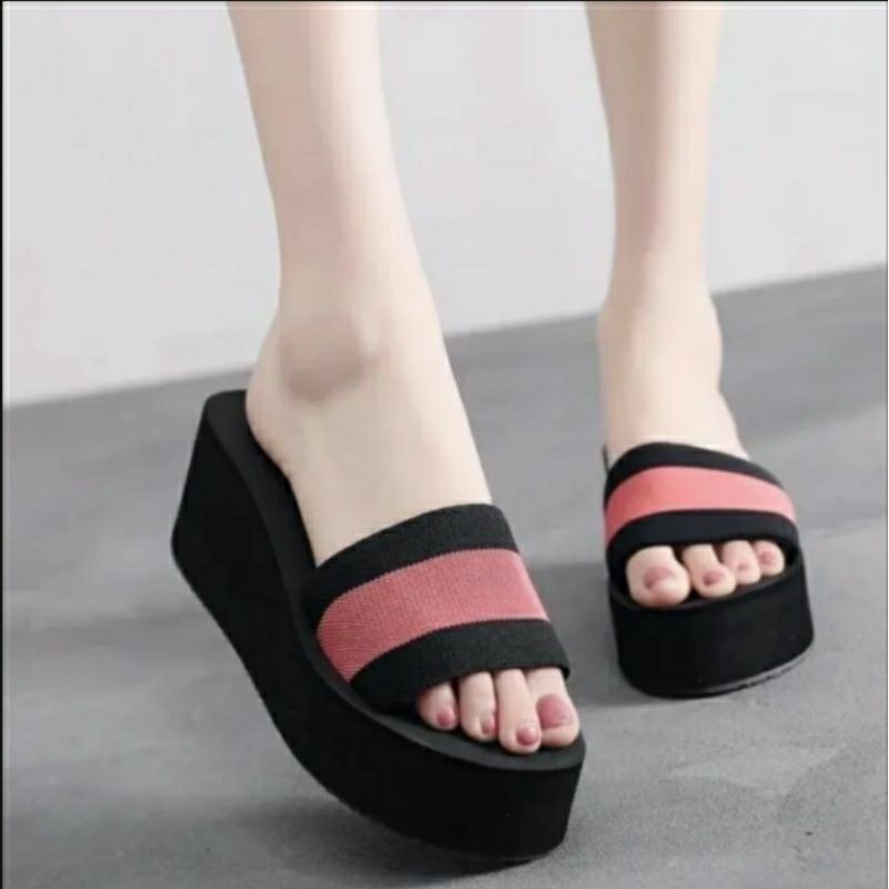 Sandal wanita kekinian sendal wedges Selop kombinasi