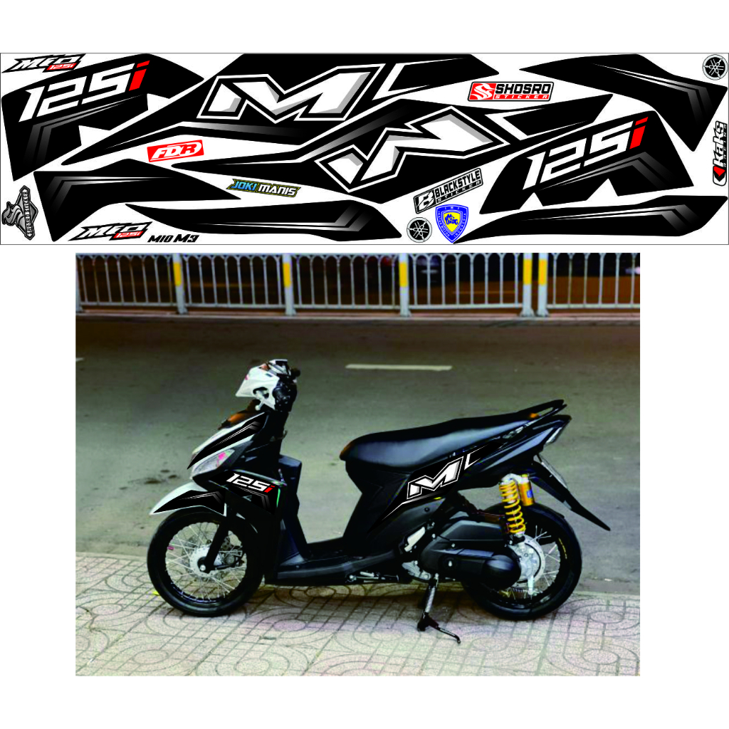STRIPING MIO M3 HITAM POLET M STRIPING STIKER LIS MIO M3