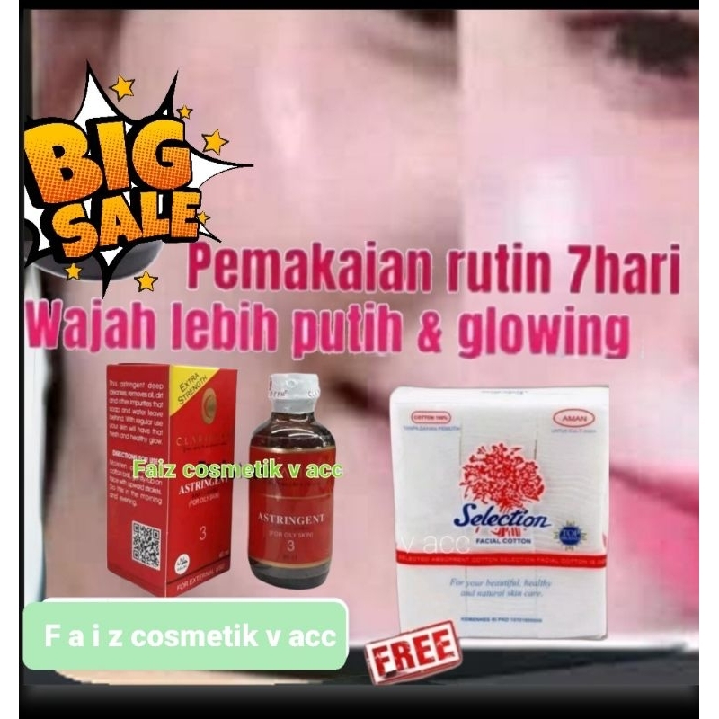 (Gratis/Free Kapas Cantik)Totaly Store Toner Clariderm  Asli Original 100% Philipina Asli Cairanya.