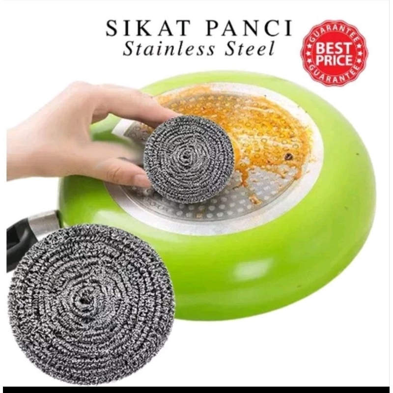 SIKAT PANCI KAWAT STAINLESS / SIKAT BESI SABUT KAWAT / SIKAT CUCI PIRING WAJAN / SPON