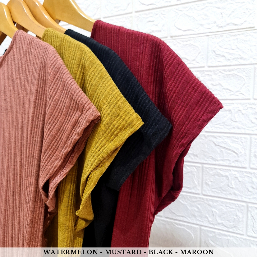 4166 muffin knit one set rib polos stelan wanita premium