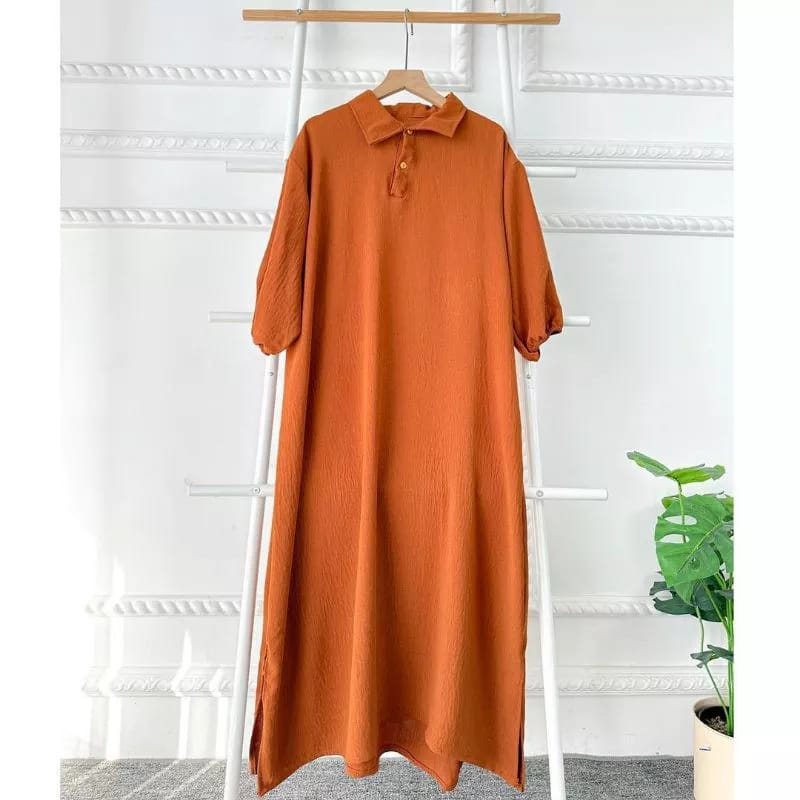 JOVANKA TUNIK MIDI LENGAN 3/4 DRESS BELAH WANITA ATASAN WANITA CRINCLE AIRFLOW PREMIUM (KJI)