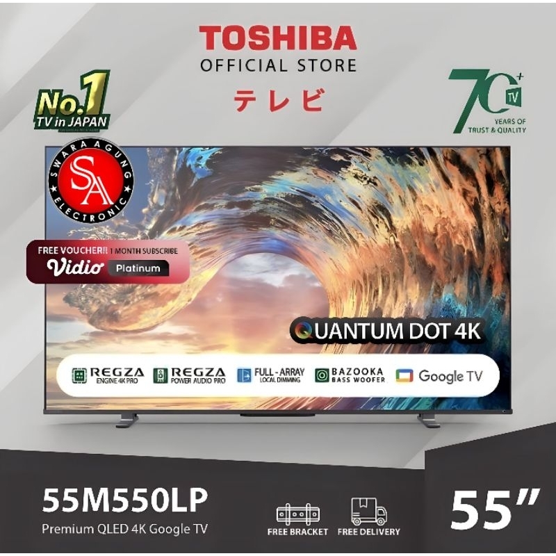 QLed UHD 4K Android Premium TV 55 Inch Toshiba Type: 55M550LP (Khusus Daerah Medan)