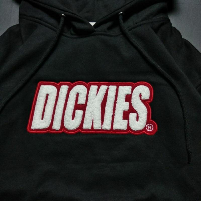 HOODIE DICKIES BLACK  FONT EMBOIRD RED WHITE - BANYAK VARIAN WARNA PREMIUM QUALITY