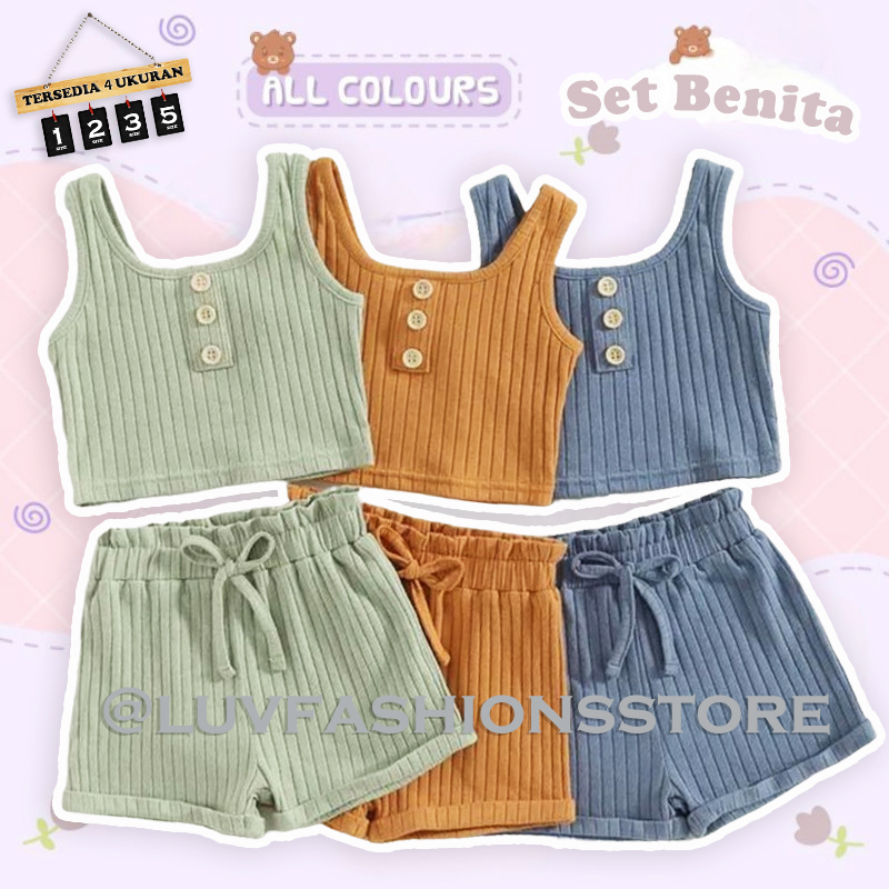IL - ONESET ANAK BENITA / SETELAN SINGLET ANAK PEREMPUAN RIB PREMIM / PAKAIAN ANAK CEWEK KEKINIAN