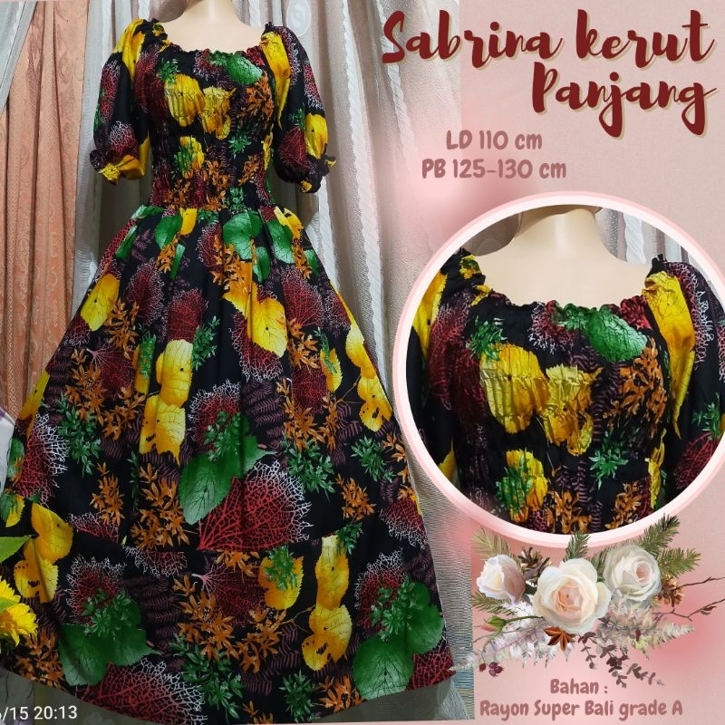 Sabrina kerut panjang // Dress Sabrina Panjang // Daster Bali Panjang