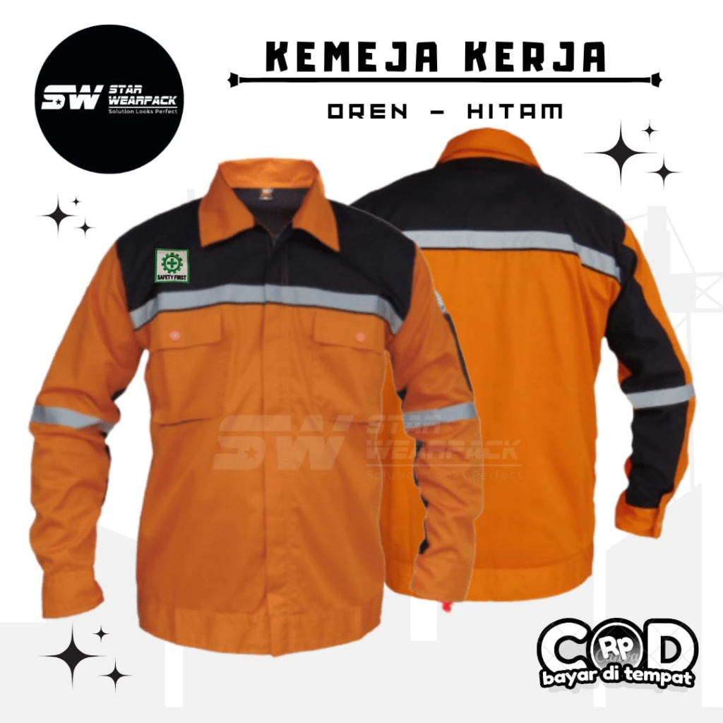 Star Wearpack - Seragam Kerja Proyek  Warna Oren Kombinasi Hitam