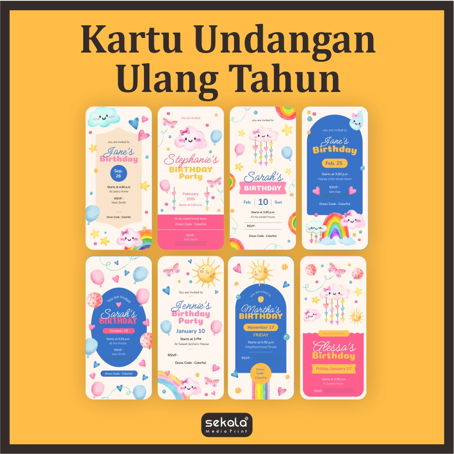 Undangan Ulang Tahun Anak Bahan Tebal Custom Desain