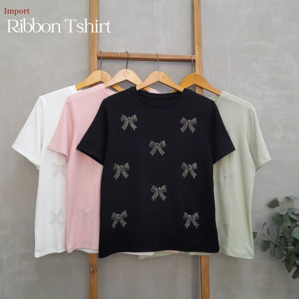 CallieTamami - A 6559 IMPORT Ribbon Tshirt ( Blink blinknya aman ga akan cepat copot )