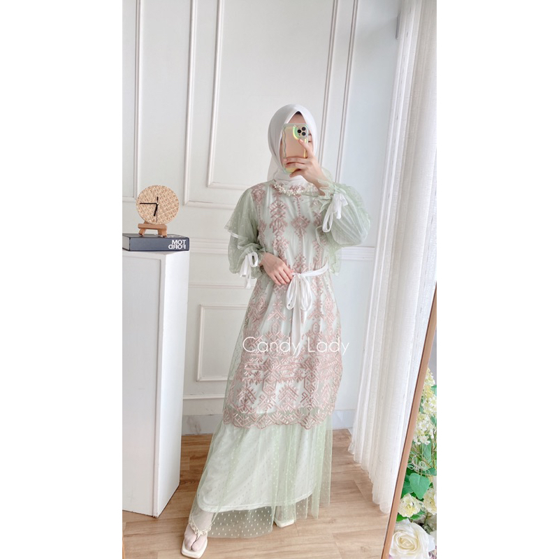 Rumy Dotty Maxi - FREE KEMEJA