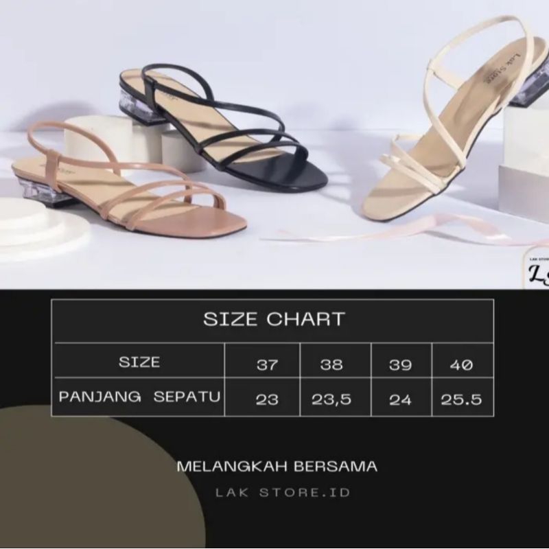 sandal heels wanita rhiana / hak 3cm / sandal hak tahu