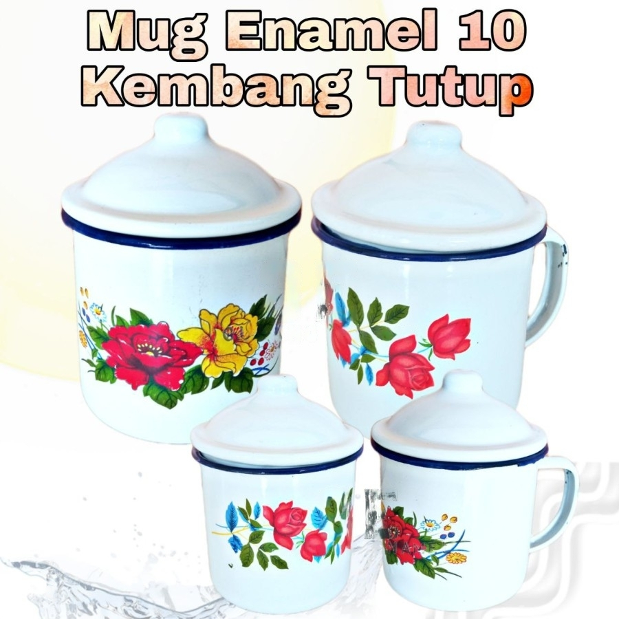 Mug Enamel 10 Kembang Tutup