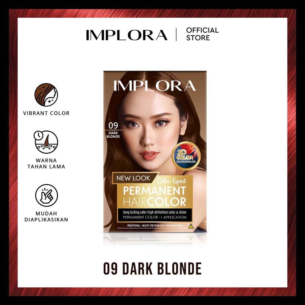 IMPLORA New Permanent Hair Color Dark Blonde | Cat Rambut Implora Bleaching Warna Natural