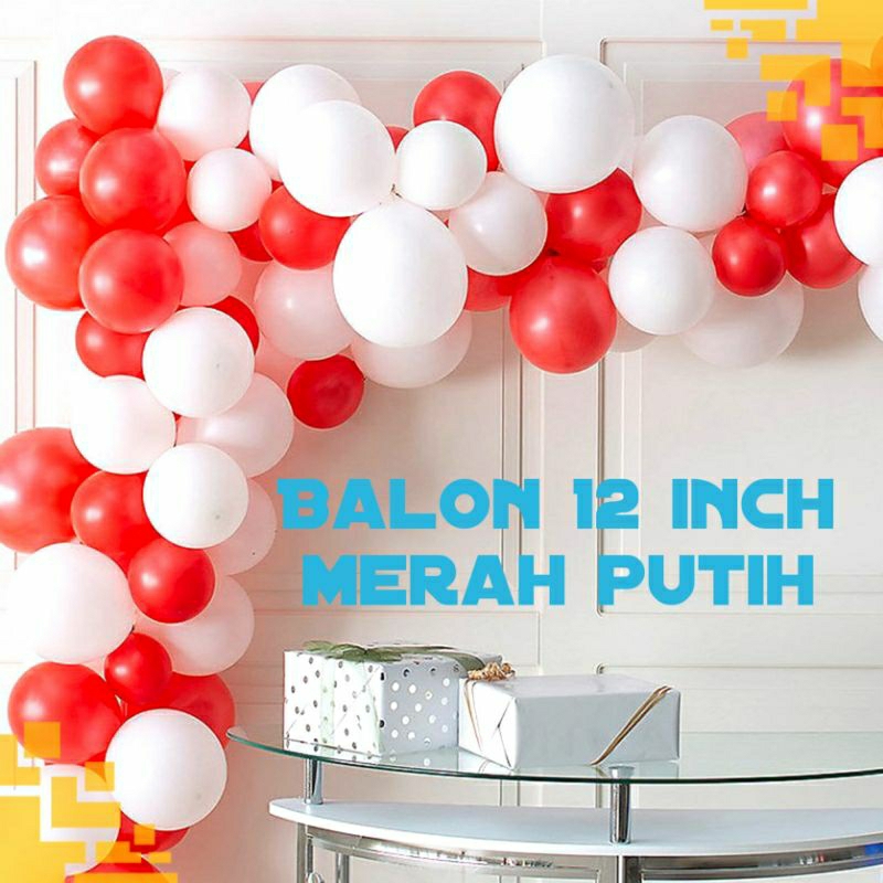 Balon 12 inch doff dekorasi merah putih pesta kemerdekaan agustusan